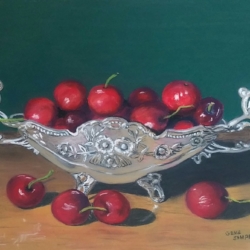 Silver Bowl with Cherries