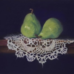 Green Pears on Doily