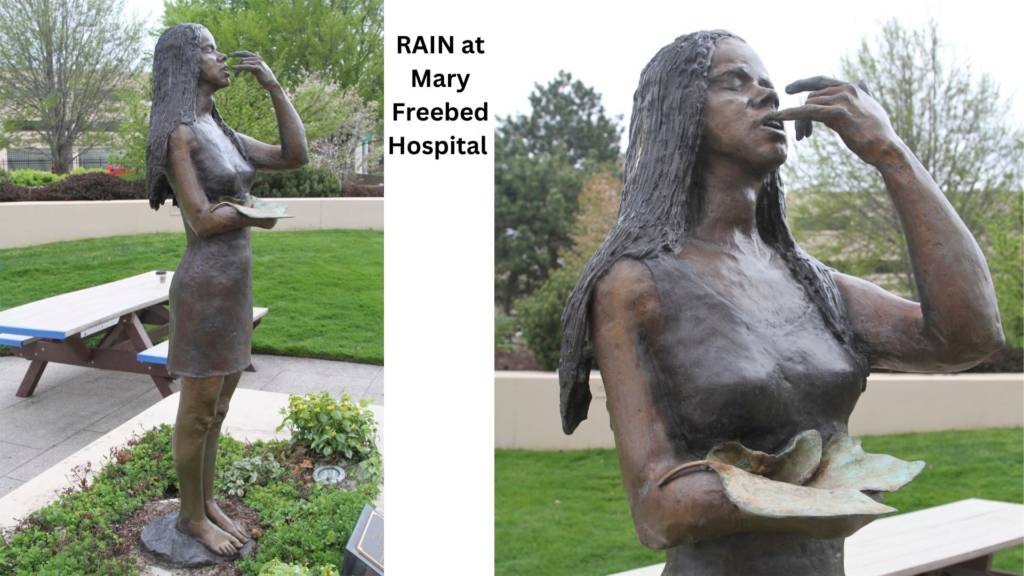 RAIN, Bronze, 115 lbs, located permanently at Mary Free Bed Rehabilitation Hospital