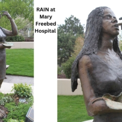 RAIN, Bronze, 115 lbs, located permanently at Mary Free Bed Rehabilitation Hospital